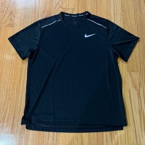 Nike Men's Dri Fit Miler Short Sleeve Running Top Black/Reflective Silver XL
